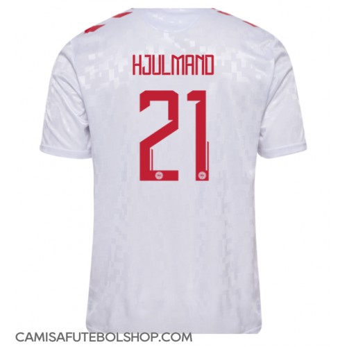 Camisa de time de futebol Dinamarca Morten Hjulmand #21 Replicas 2º Equipamento Europeu 2024 Manga Curta